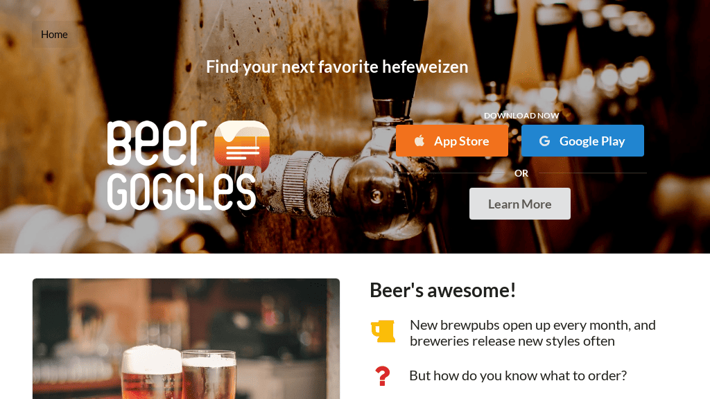 Beer Goggles 🍺 Find your perfect beer on tap! Futureen