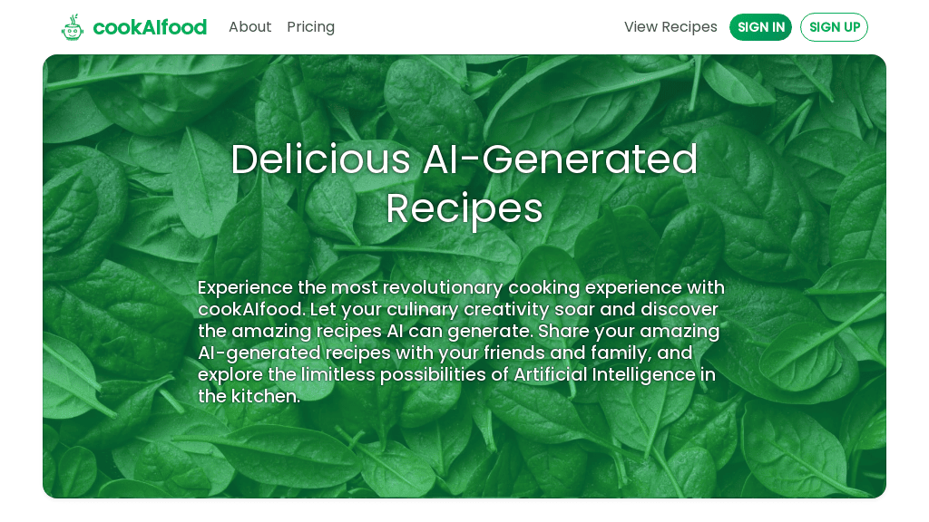 cookAIfood Discover Amazing AIGenerated Recipes Futureen