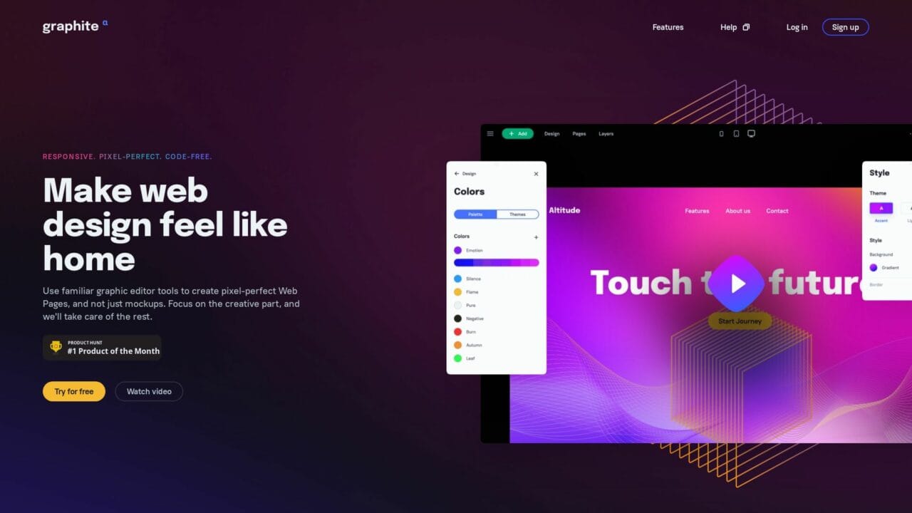 Graphite 🚀 NoCode Responsive site Design Editor Futureen
