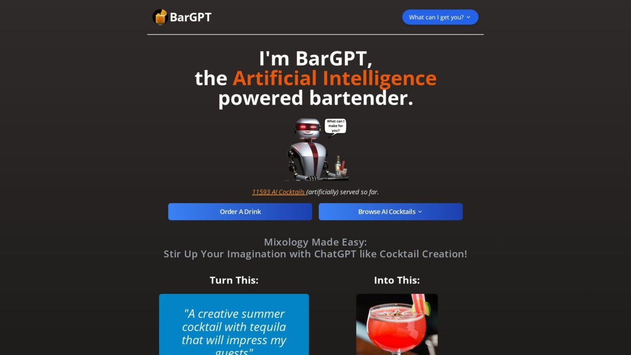 BarGPT 🍹 AI Cocktail Recipe Generator Futureen