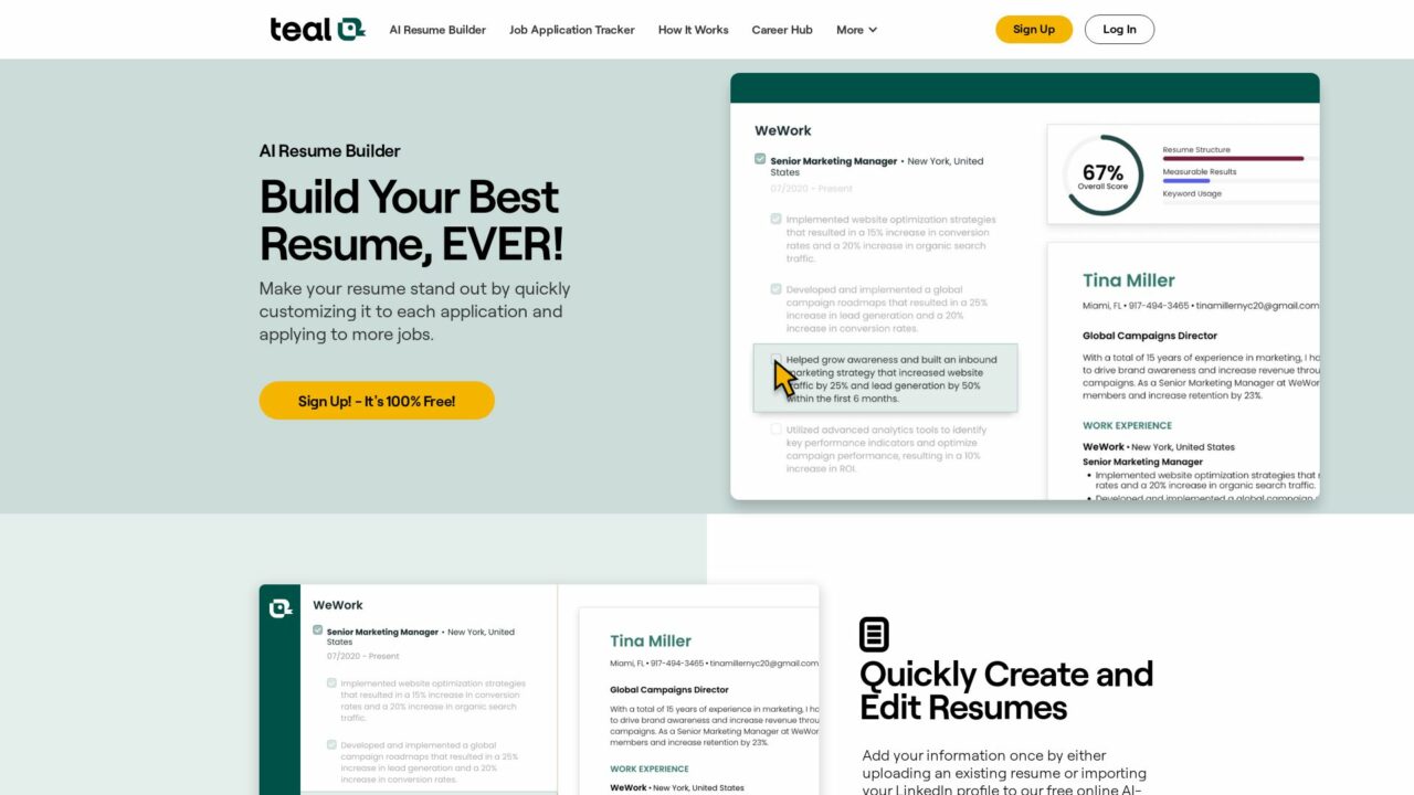 TealHQ Free AI Resume Builder - Teal Resume Builder Top Ai Tools By Futureen 1280x720 