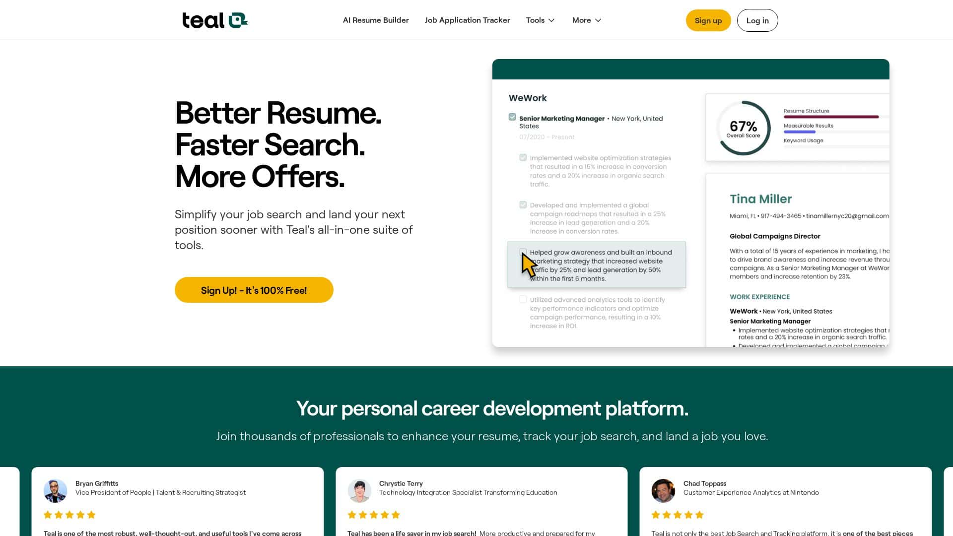 Teal Resume Builder Create Impressive - Teal Resume Builder New Ai Tools By Futureen