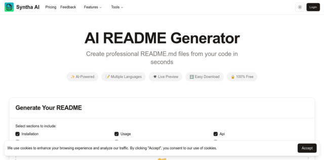 syntha-ai-readme-generator-AI-Tool