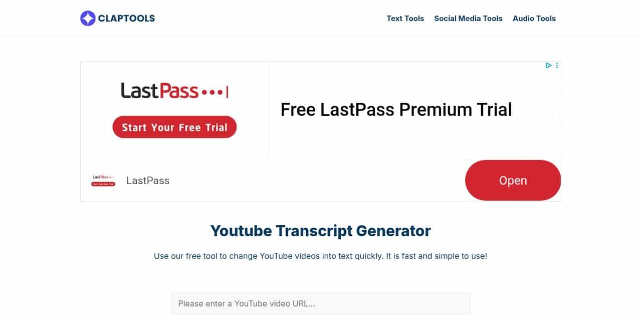 claptools-free-youtube-transcriptor-AI-Tool